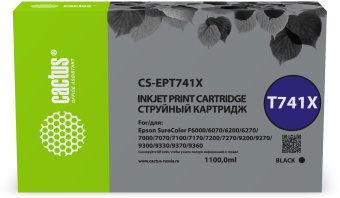 Картридж струйный Cactus CS-EPT741X T741X черный (1000мл) для Epson SureColor SC-F6200/7200/9200 - купить недорого с доставкой в интернет-магазине