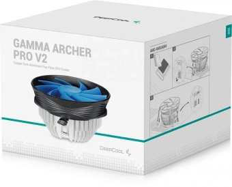 Устройство охлаждения(кулер) Deepcool Gamma Archer Pro V2 Soc-AM5/AM4/1200/1700/1851 черный/синий 4-pin 17.8-21dB Al+Cu 110W 315gr Ret (G-U-ARCHER-ARNNNN-G-2) - купить недорого с доставкой в интернет-магазине