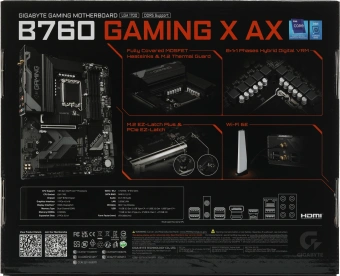 Материнская плата Gigabyte B760 GAMING X AX Soc-1700 Intel B760 4xDDR5 ATX AC`97 8ch(7.1) 2.5Gg RAID+HDMI+DP - купить недорого с доставкой в интернет-магазине