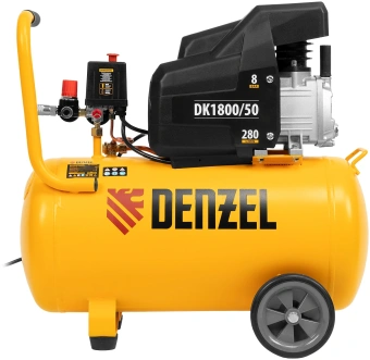 Компрессор поршневой Denzel DK1800/50,Х-PRO масляный 280л/мин 50л 1800Вт желтый/черный - купить недорого с доставкой в интернет-магазине