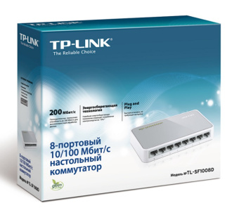 Коммутатор TP-Link TL-SF1008D (L2) 8x100Мбит/с неуправляемый - купить недорого с доставкой в интернет-магазине