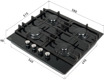 Газовая варочная поверхность Oasis P-GEB черный - купить недорого с доставкой в интернет-магазине
