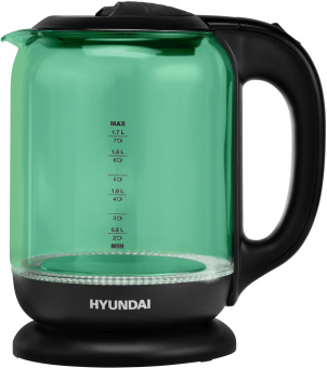 Чайник электрический Hyundai HYK-G2807 1.7л. 2200Вт бирюзовый/черный корпус: стекло - купить недорого с доставкой в интернет-магазине