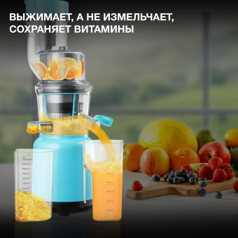 Соковыжималка шнековая Hyundai HY-JS6534 300Вт рез.сок.:1200мл. светло-синий - купить недорого с доставкой в интернет-магазине