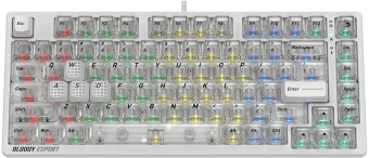 Клавиатура A4Tech Bloody MS76 механическая белый USB Multimedia for gamer LED (MS76) кабель 1.8м - купить недорого с доставкой в интернет-магазине