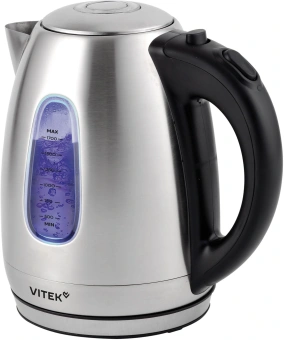 Чайник электрический Vitek VT-WK1056 1.7л. 2200Вт серебристый матовый/черный корпус: металл - купить недорого с доставкой в интернет-магазине
