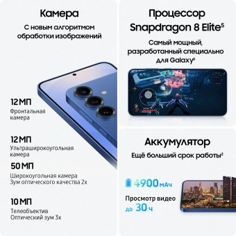 Смартфон Samsung SM-S936B Galaxy S25+ 512Gb 12Gb темно-синий моноблок 3G 4G 6.7" 1440x3120 Android 15 50Mpix 802.11 a/b/g/n/ac/ax/be NFC GPS GSM900/1800 GSM1900 Protect - купить недорого с доставкой в интернет-магазине