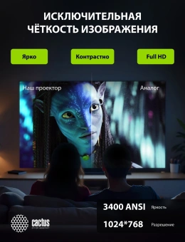 Проектор Cactus CS-S1.WT 3LCD 54400Lm LS 3400Lm ANSI (1024x768) 15000:1 ресурс лампы:10000часов 1xHDMI 3.06кг - купить недорого с доставкой в интернет-магазине