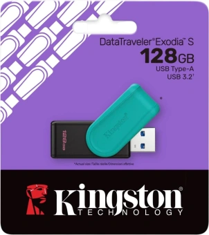 Флеш Диск Kingston 128GB DataTraveler Exodia S DTXS/128GB USB3.0 бирюзовый/черный - купить недорого с доставкой в интернет-магазине