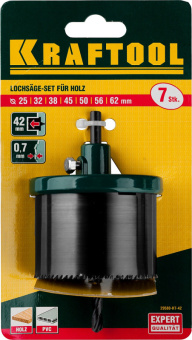 Набор коронок Kraftool 29580-H7-42 по дереву Д=62мм (7пред.) для дрелей - купить недорого с доставкой в интернет-магазине