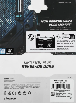 Память DDR5 16GB 6400MHz Kingston KF564C32RS-16 Fury Renegade XMP RTL Gaming PC5-51200 CL32 DIMM 288-pin 1.4В с радиатором Ret - купить недорого с доставкой в интернет-магазине