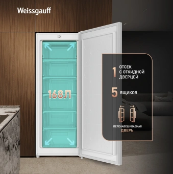 Морозильная камера Weissgauff WF-170 белый - купить недорого с доставкой в интернет-магазине