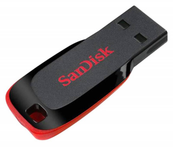 Флеш Диск Sandisk 128GB Cruzer Blade SDCZ50-128G-B35 USB2.0 черный/красный - купить недорого с доставкой в интернет-магазине