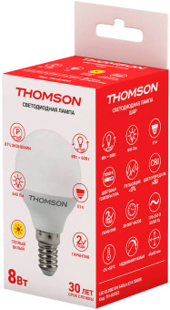 Лампа светодиодная Thomson TH-B2033 8Вт цок.:E14 шар 220B 3000K св.свеч.бел.теп. Globe - купить недорого с доставкой в интернет-магазине