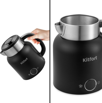 Чайник электрический Kitfort КТ-6196-1 1.5л. 2200Вт черный/серебристый корпус: металл/пластик - купить недорого с доставкой в интернет-магазине