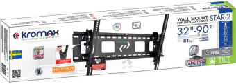 Кронштейн для телевизора Kromax STAR-2 черный 32"-90" макс.81кг настенный наклон - купить недорого с доставкой в интернет-магазине