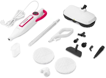 Швабра паровая Kitfort КТ-1096 1300Вт белый/малиновый - купить недорого с доставкой в интернет-магазине