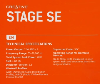 Саундбар Creative Stage SE 2.0 черный 48Вт BT - купить недорого с доставкой в интернет-магазине