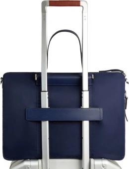 Деловая сумка женская Piquadro Lyra CA4021W92T/BLU с отделением для ноутбука 15.6" темно-синяя нейлон/натур.кожа - купить недорого с доставкой в интернет-магазине