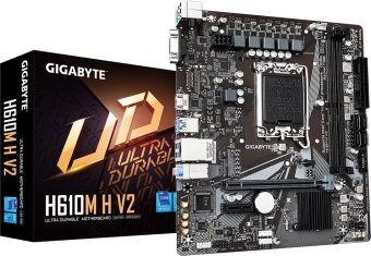 Материнская плата Gigabyte H610M H V2 Soc-1700 Intel H610 2xDDR5 mATX AC`97 8ch(7.1) GbLAN+VGA+HDMI - купить недорого с доставкой в интернет-магазине