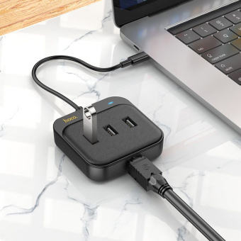 Разветвитель USB-C Hoco HB35 4порт. черный - купить недорого с доставкой в интернет-магазине