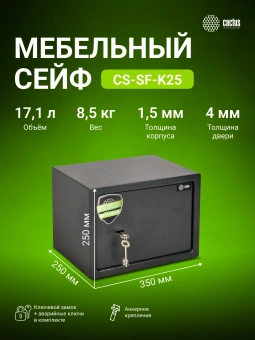 Сейф мебельный Cactus CS-SF-K25 взломостойкий 250x350x250мм ключевой - купить недорого с доставкой в интернет-магазине