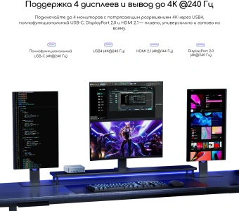 Неттоп Acer Gadget E10 ERBox Ryzen 7 8745HS (3.8) 16Gb SSD512Gb UHDG Windows 11 Pro 2xGbitEth WiFi BT 120W черный (1747236) - купить недорого с доставкой в интернет-магазине