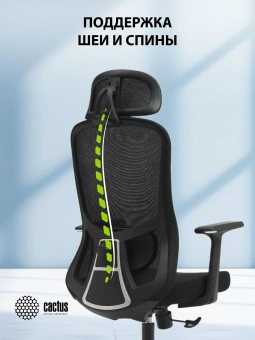 Кресло Cactus CS-MC515 черный сиденье черный сетка/ткань с подголов. крестов. пластик пластик черный - купить недорого с доставкой в интернет-магазине