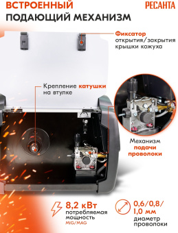 Сварочный аппарат Ресанта САИПА-220 Синергия ММА DC/MIG-MAG/FCAW/TIG 9.2кВт - купить недорого с доставкой в интернет-магазине