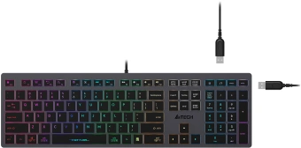 Клавиатура A4Tech FX60H серый USB slim LED (FX60H GREY/NEON) кабель 1.5м - купить недорого с доставкой в интернет-магазине