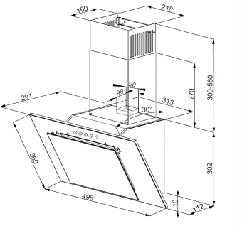 Вытяжка каминная Weissgauff SIGMA 50 PB BL черный управление: кнопочное (1 мотор) - купить недорого с доставкой в интернет-магазине