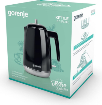Чайник электрический Gorenje K15RLBK 1.7л. 2200Вт черный корпус: металл/пластик - купить недорого с доставкой в интернет-магазине