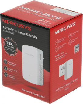 Повторитель беспроводного сигнала Mercusys ME20 AC750 10/100BASE-TX белый - купить недорого с доставкой в интернет-магазине