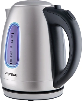 Чайник электрический Hyundai HYK-S2402 1.7л. 2200Вт серебристый матовый/черный корпус: металл - купить недорого с доставкой в интернет-магазине