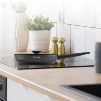 Сковорода Rondell Kontur RDA-1487 круглая 26см покрытие: Xylan Plus ручка несъемная (с крышкой) графитовый - купить недорого с доставкой в интернет-магазине