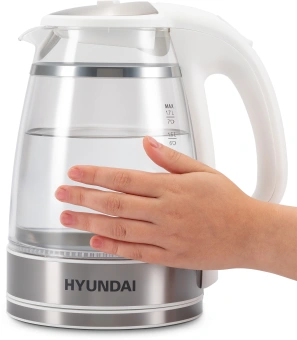 Чайник электрический Hyundai HYK-G3506 1.7л. 2200Вт белый/серебристый корпус: стекло - купить недорого с доставкой в интернет-магазине