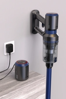 Пылесос ручной Hyundai HYV-S7970 500Вт серый/синий - купить недорого с доставкой в интернет-магазине