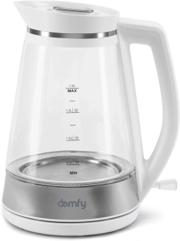 Чайник электрический Domfy DSW-EK505 1.9л. 3000Вт белый/прозрачный корпус: стекло/пластик - купить недорого с доставкой в интернет-магазине
