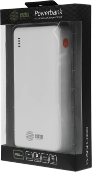 Мобильный аккумулятор Cactus CS-PBFSEA-20000 20000mAh 22.5W 4.5A USB-A/2xUSB-C белый - купить недорого с доставкой в интернет-магазине