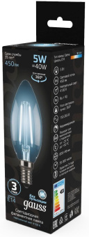 Лампа филам. Gauss 5Вт цок.:E14 свеча 220B 4100K св.свеч.бел.ней. C37 (упак.:10шт) (103801205) - купить недорого с доставкой в интернет-магазине