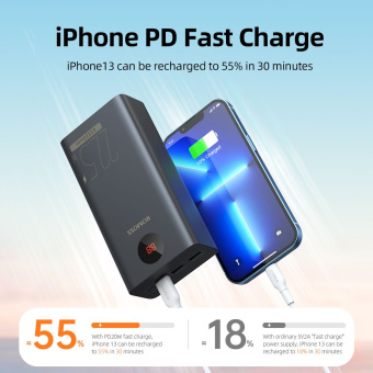 Мобильный аккумулятор Romoss PEA40PF 40000mAh QC3.0 22.5W 5A 2xUSB-A/USB-C черный (6973693499151) - купить недорого с доставкой в интернет-магазине