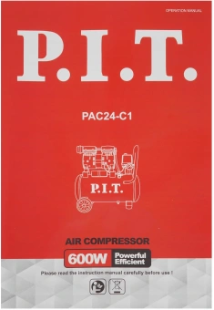 Компрессор поршневой P.I.T. PAC24-C1 безмасляный 110л/мин 24л 600Вт черный/красный - купить недорого с доставкой в интернет-магазине