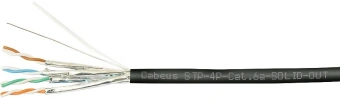 Кабель информационный Cabeus STP-4P-Cat.6a-SOLID-OUT-LSZH-UV STP-4P-CAT.6A-SOLID-OUT-LSZH-U кат.6A U/FTP LSZH универсальный 305м черный - купить недорого с доставкой в интернет-магазине