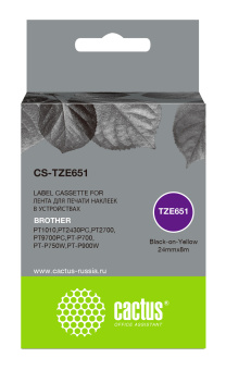 Картридж ленточный Cactus CS-TZE651 TZe-651 черный для Brother 1010/1280/1280VP/2700VP - купить недорого с доставкой в интернет-магазине