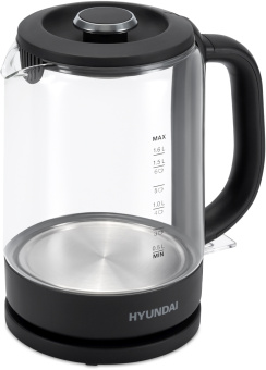 Чайник электрический Hyundai HYK-G3402 1.7л. 2200Вт серый/серебристый корпус: стекло/пластик - купить недорого с доставкой в интернет-магазине
