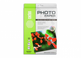 Фотобумага Cactus CS-GA4200100 A4/200г/м2/100л./белый глянцевое для струйной печати - купить недорого с доставкой в интернет-магазине