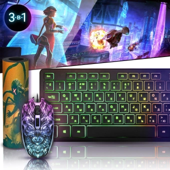 Клавиатура + мышь Defender Tark C-779 клав:черный мышь:черный USB LED (52779) - купить недорого с доставкой в интернет-магазине