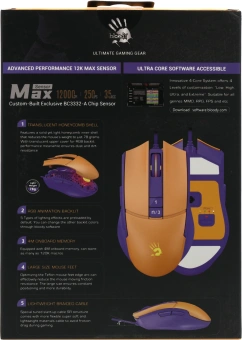 Мышь A4Tech Bloody L65 Max желтый/фиолетовый оптическая 12000dpi USB 6but (L65 MAX/ROYAL VIOLET) - купить недорого с доставкой в интернет-магазине