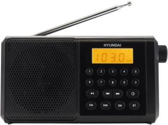 Радиоприемник портативный Hyundai H-PSR115 черный USB microSD - купить недорого с доставкой в интернет-магазине