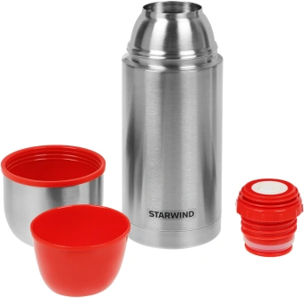 Термос Starwind 20-750 0.75л. серебристый/красный картонная коробка - купить недорого с доставкой в интернет-магазине